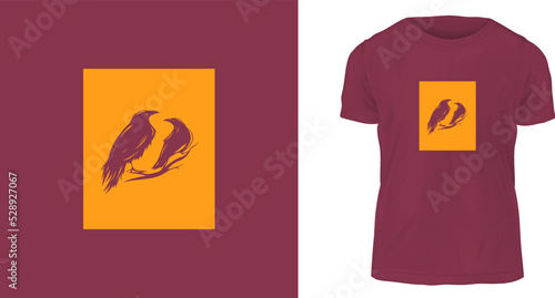 t shirt design concept, Two crows are gossiping 