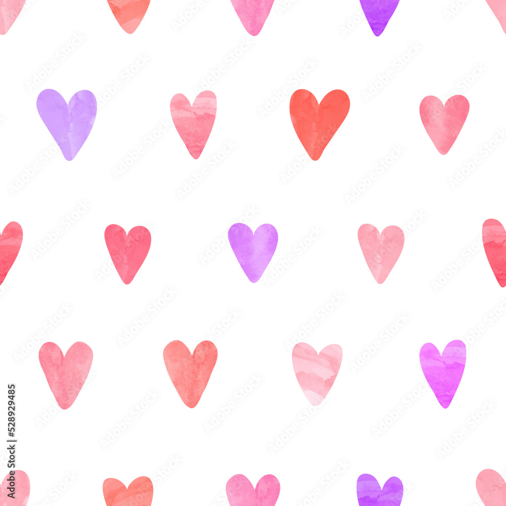 Colorful hearts pattern. Valentines Day seamless print with watercolor hearts. Colorful hearts pattern. Valentines Day seamless print with watercolor hearts.