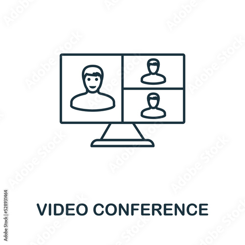 Video Conference icon. Simple element from new normality collection. Filled monochrome Video Conference icon for templates, infographics and banners