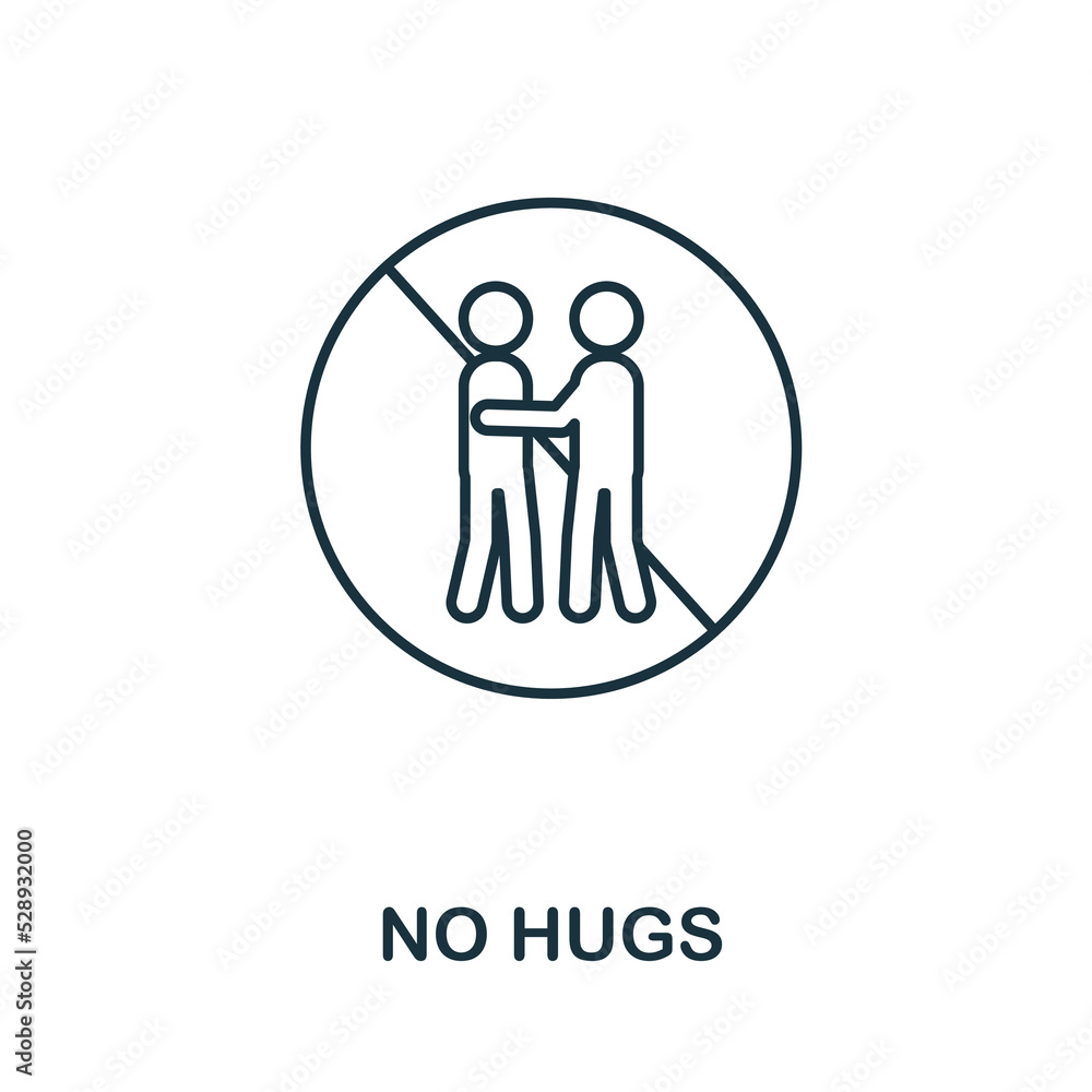 No Hugs icon. Simple element from new normality collection. Filled monochrome No Hugs icon for templates, infographics and banners No Hugs icon. Simple element from new normality collection. Filled monochrome No Hugs icon for templates, infographics and banners