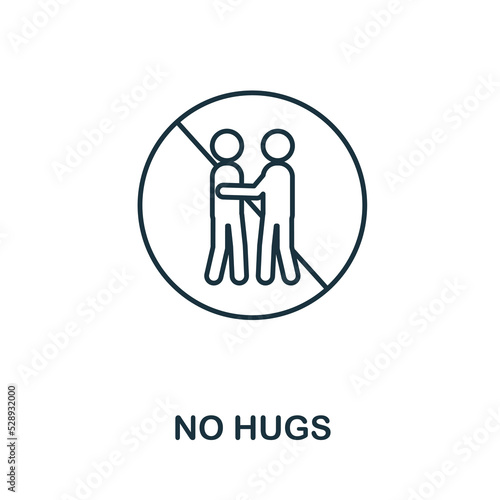 No Hugs icon. Simple element from new normality collection. Filled monochrome No Hugs icon for templates, infographics and banners