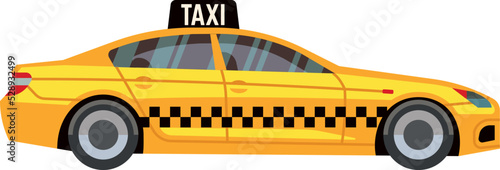 Tela Taxi side view. Yellow urban cab icon