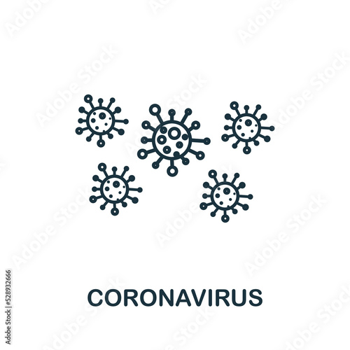 Coronavirus icon. Simple element from new normality collection. Filled monochrome Coronavirus icon for templates, infographics and banners