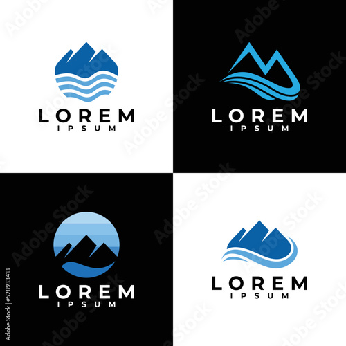 mountain and sea logo vector design illustration