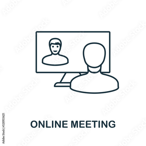 Online Meeting icon. Simple element from new normality collection. Filled monochrome Online Meeting icon for templates, infographics and banners
