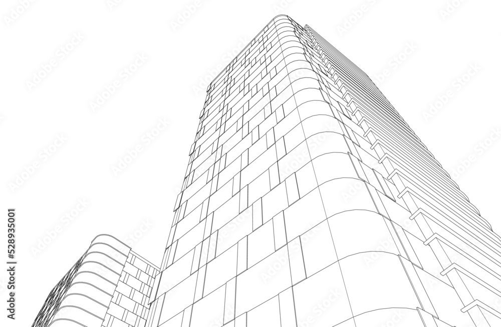 Fototapeta premium Modern architecture 3d illustration