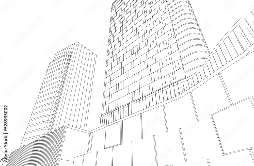 Fototapeta premium Modern architecture 3d illustration