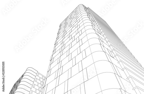 Modern architecture 3d illustration