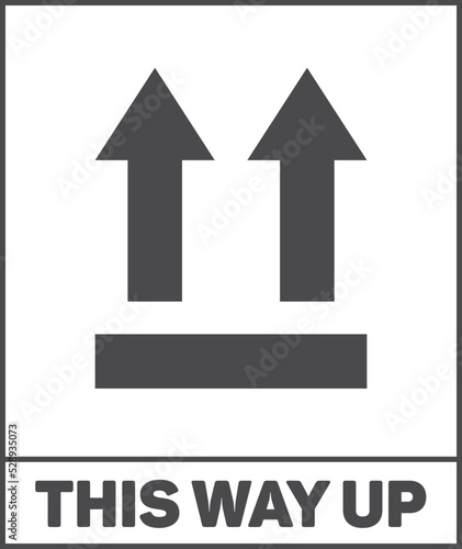 This way up packaging sign. Delivery shipping sticker