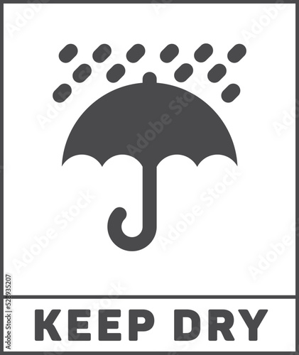 Keep dry sticker. Parcel sign with black umbrella