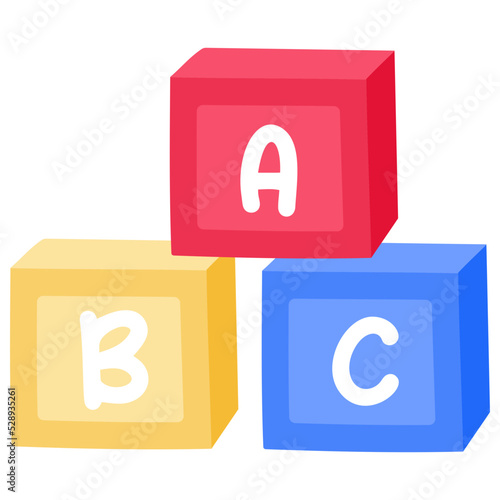 A scalable flat sticker of alphabet blocks 