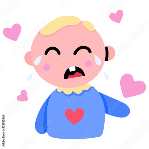 Crying baby sticker in flat style 