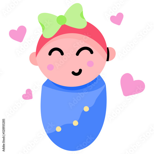 Look at this cute flat sticker of newborn 