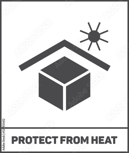 Protect from heat black label. Shipping package sticker