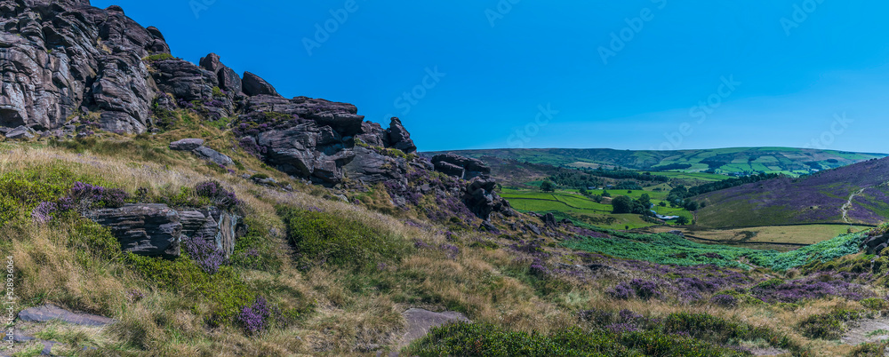 A view along the side of the summit of the Roaches, Staffordshire, UK in summertime