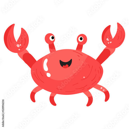 A cute flat sticker icon of crab  photo