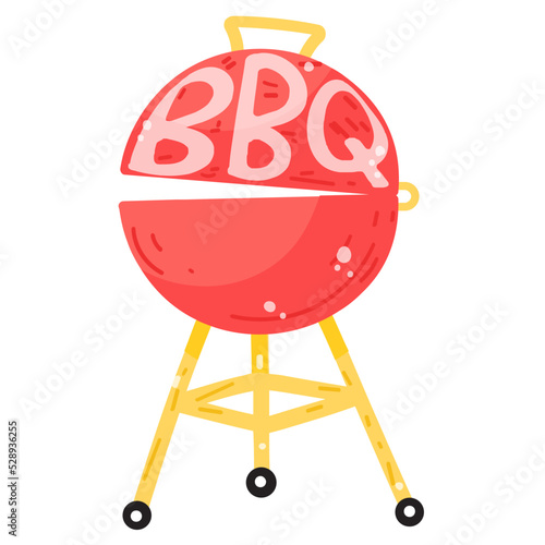 Trendy flat sticker icon of bbq grill 