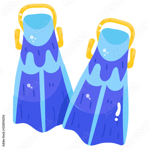 A ready to use flat sticker of diving fins 