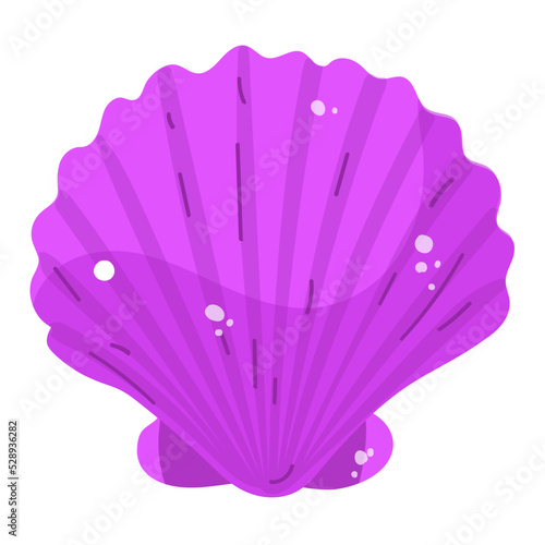 Premium sticker of seashell in flat style 