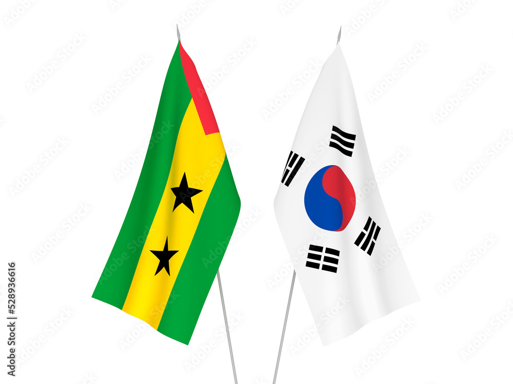 South Korea and Saint Thomas and Prince flags South Korea and Saint Thomas and Prince flags
