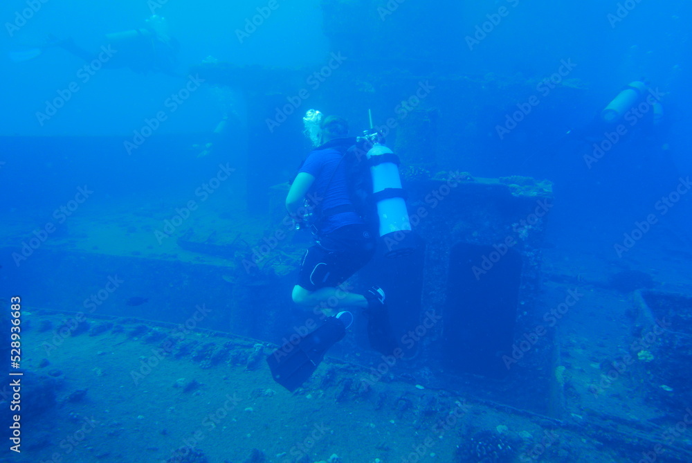 The Seatiger shipwreck when SCUBA diving off of Oahu. Wreck diving adventures with Oahu Diving, your wreck dive specialist.