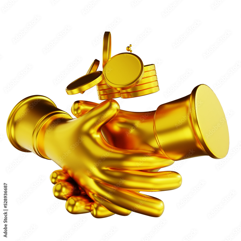 3D illustration golden general coin agreement