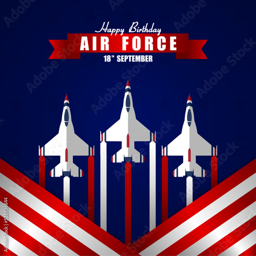 Happy birthday United States Air Force vector illustration. Suitable for Poster, Banners, background and greeting card. 