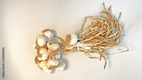 Bunca of garlic, isolated on white background.