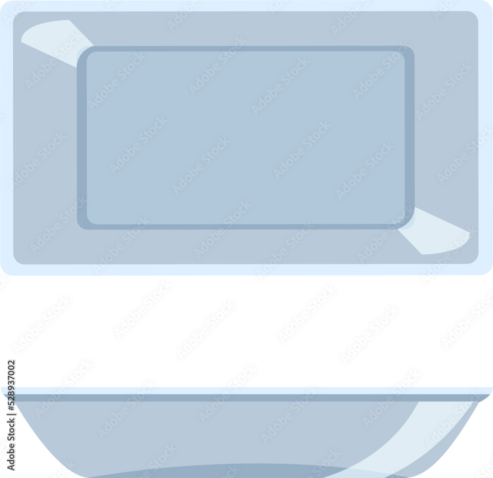 Vector plastic food packaging container, top and side views. Isolated on white background Vector plastic food packaging container, top and side views. Isolated on white background