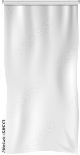 Hanging banner. Vertical white folded textile mockup