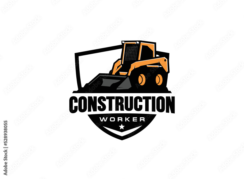 Skid steer logo vector for construction company. Heavy equipment