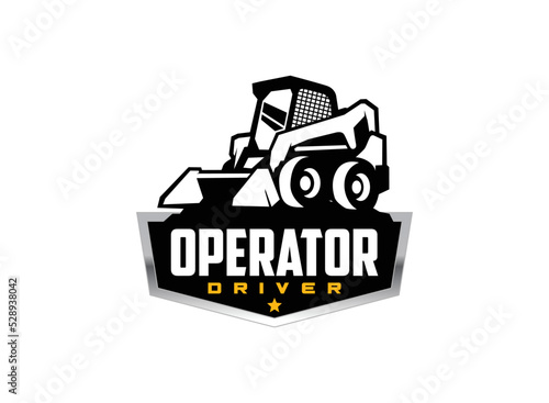 Skid steer logo vector for construction company. Heavy equipment template vector illustration for your brand.