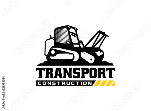 Skid steer logo vector for construction company. Heavy equipment template vector illustration for your brand.
