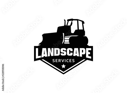 Dozer logo vector for construction company. Heavy equipment template vector illustration for your brand.