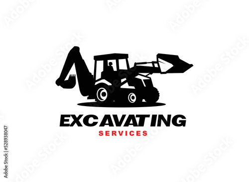 Backhoe excavator logo vector for construction company. Heavy equipment template vector illustration for your brand.