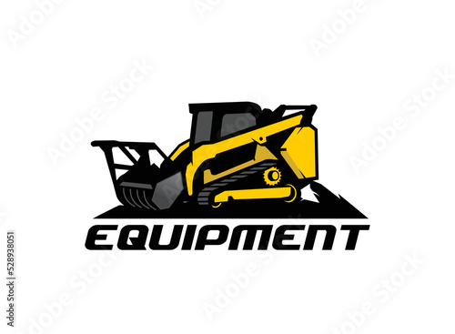Skid steer logo vector for construction company. Heavy equipment template vector illustration for your brand.