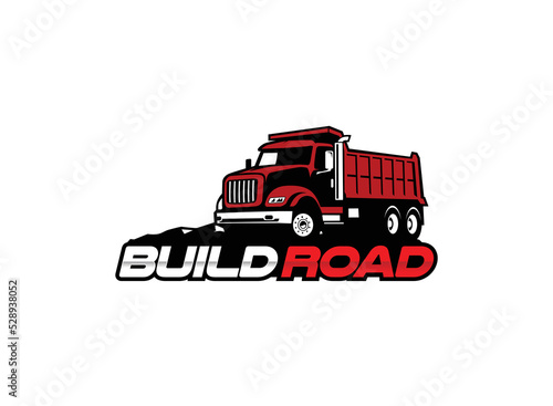 Dump truck logo vector for construction company. Heavy equipment template vector illustration for your brand.