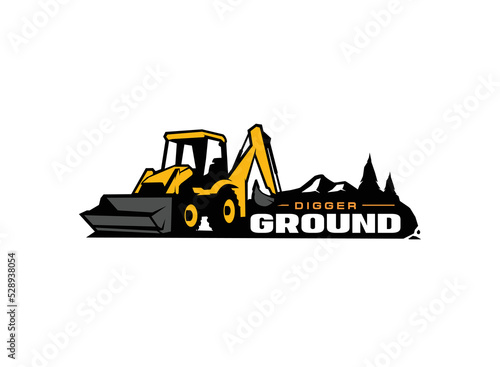 Backhoe excavator logo vector for construction company. Heavy equipment template vector illustration for your brand.