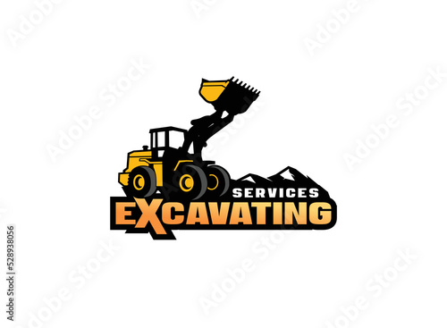 Loader logo vector for construction company. Heavy equipment template vector illustration for your brand.
