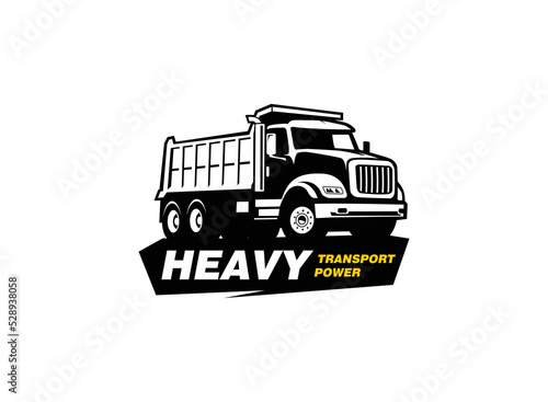 Dump truck logo vector for construction company. Heavy equipment template vector illustration for your brand.