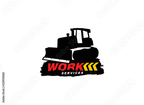 Dozer logo vector for construction company. Heavy equipment template vector illustration for your brand.