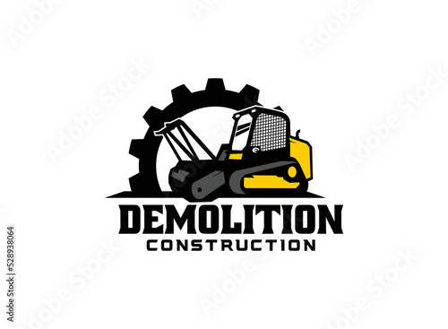 Skid steer logo vector for construction company. Heavy equipment template vector illustration for your brand.
