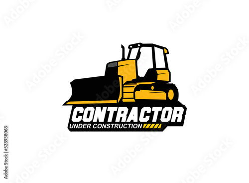 Dozer logo vector for construction company. Heavy equipment template vector illustration for your brand.