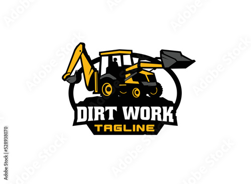 Backhoe excavator logo vector for construction company. Heavy equipment template vector illustration for your brand.