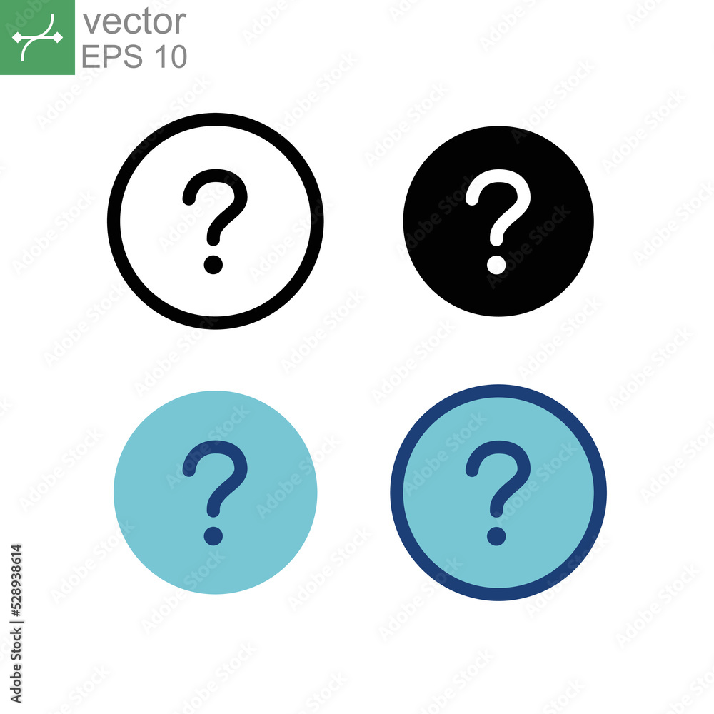 Question mark icon. Faq discussion speak symbol, talk investigation in round. Help problem information pictogram. Outline, filled, flat solid style vector illustration design on white background EPS10 Question mark icon. Faq discussion speak symbol, talk investigation in round. Help problem information pictogram. Outline, filled, flat solid style vector illustration design on white background EPS10