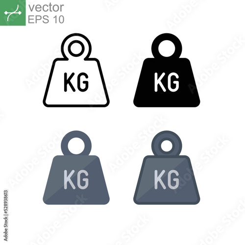 Weight heavy kg icon. Dumbbell Simple KG kilogram Scale. Heavy mass for exercise element Gym business. Solid, flat, filled, outline style. vector illustration design on white background. EPS 10