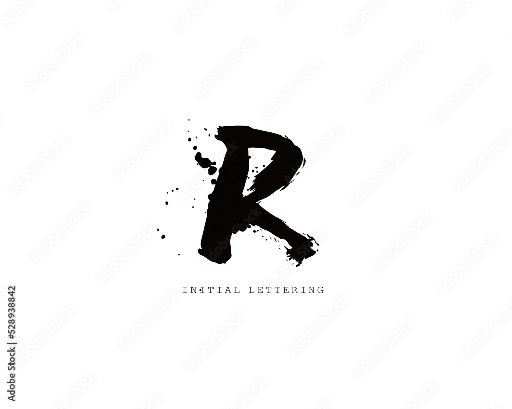 R Initial brush handwriting or handwritten logo for identity. Logo with signature and hand drawn style. R Initial brush handwriting or handwritten logo for identity. Logo with signature and hand drawn style.