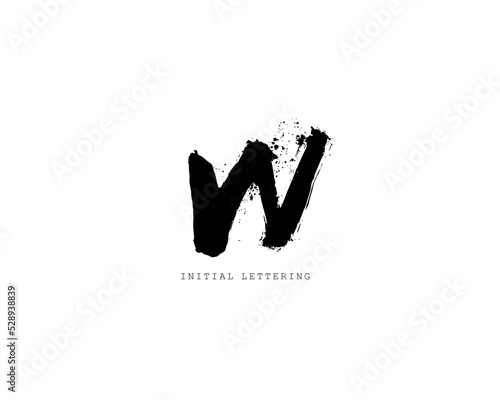 W Initial brush handwriting or handwritten logo for identity. Logo with signature and hand drawn style.