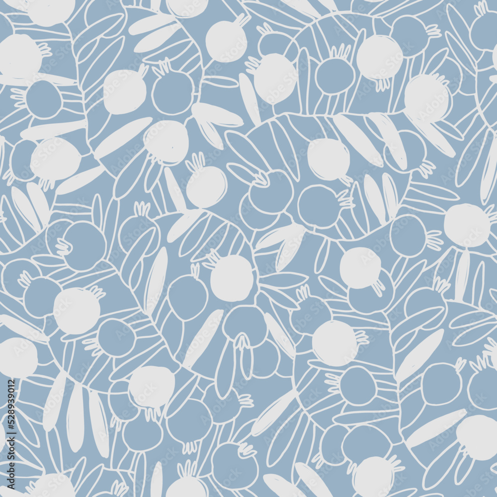 Seamless pattern with hand drawn meadow flowers in Ditzy style. Outlined illustrations on dark background for surface design and other design projects Seamless pattern with hand drawn meadow flowers in Ditzy style. Outlined illustrations on dark background for surface design and other design projects