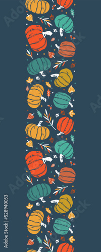 Lovely hand drawn Thanksgiving seamless pattern with pumpkins and sunflowers, great for textiles, table cloth, wrapping, banners, wallpapers - vector design
